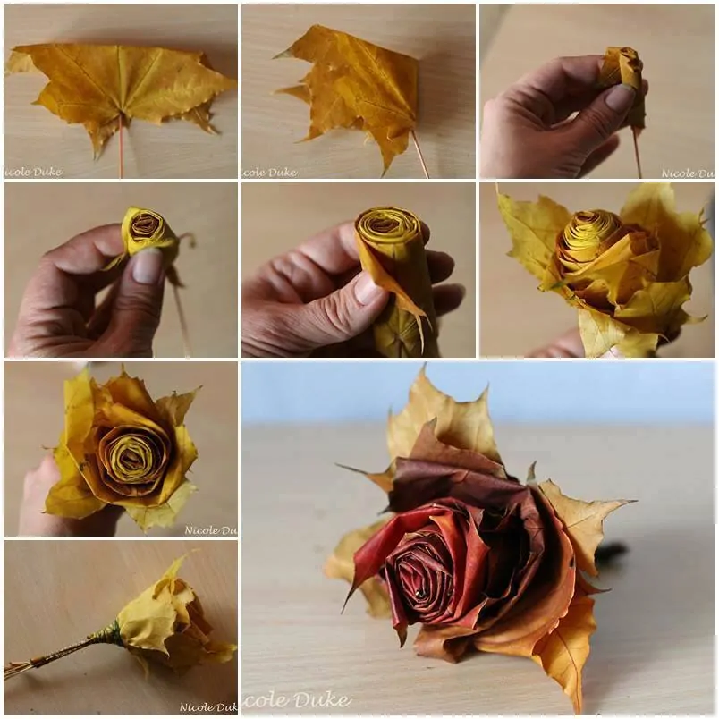 DIY Fall Leaf Roses  How to Make Roses from Fall Leaves