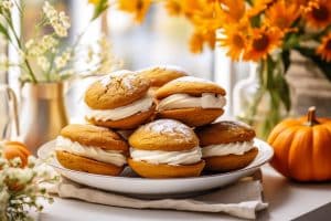 Pumpkin whoopie pies, fall season baking, Thanksgiving