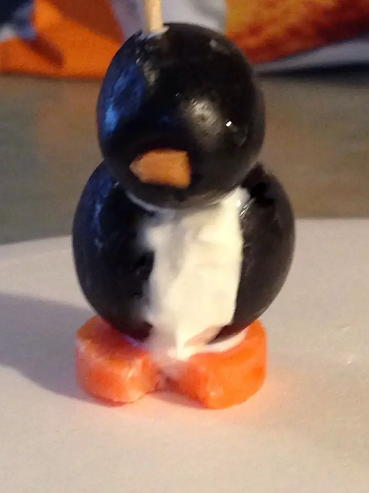 Cream Cheese and Black Olive Penguins
