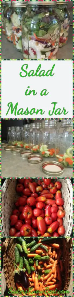 Steps for easy salad in a mason jar