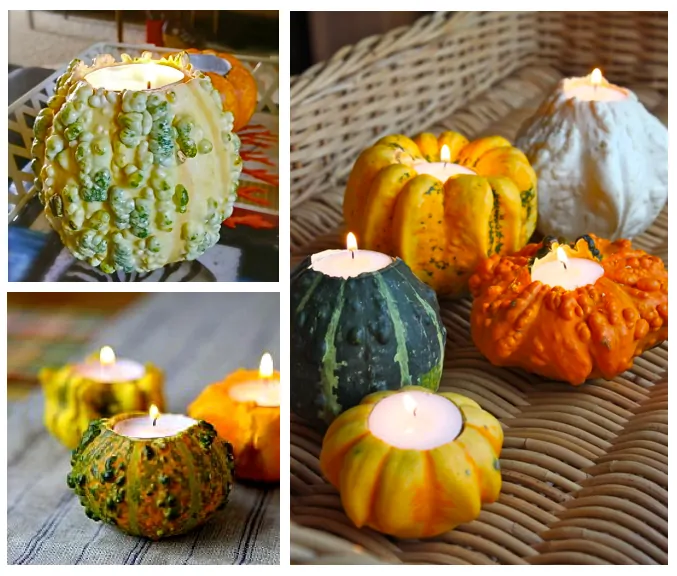 DIY Pumpkin and Gourd Candles
