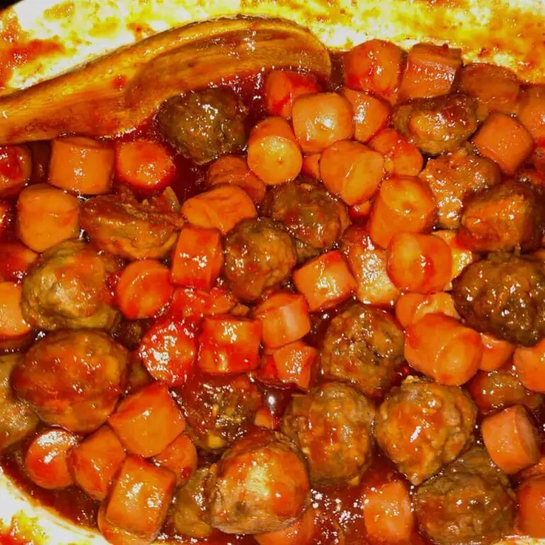 Crockpot Sweet and Sour Meatballs and Hotdogs