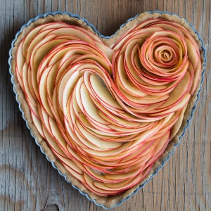Apple Tart Recipe in a heart shaped dish