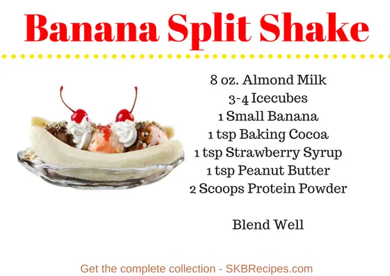 Banana Split Protein Shake by SKBrecipes.com