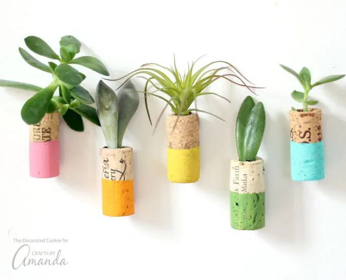 DIY cork planter magnets