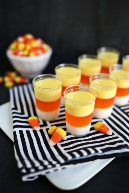 candy corn jello shots for Halloween
