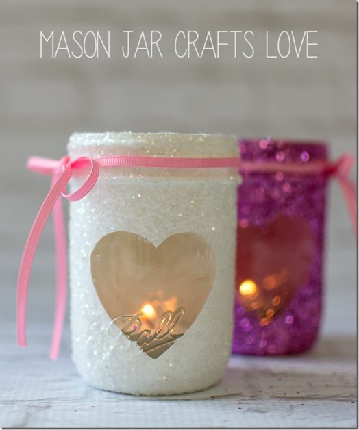 Homemade Valentine Mason Jar Votives