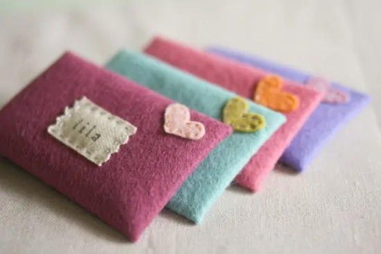 sewing valentines felt envelopes