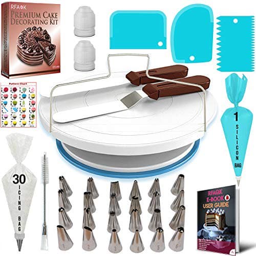 64 pieces of decorating kit in teal and white