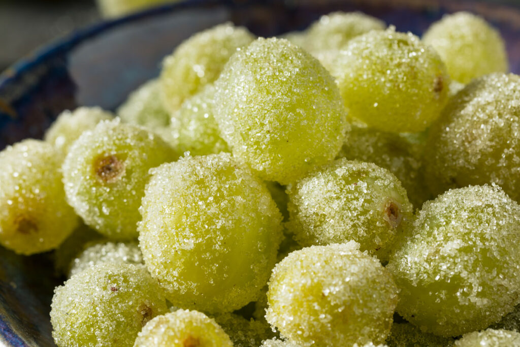 Green Frozen Candy Grapes with Jello coating