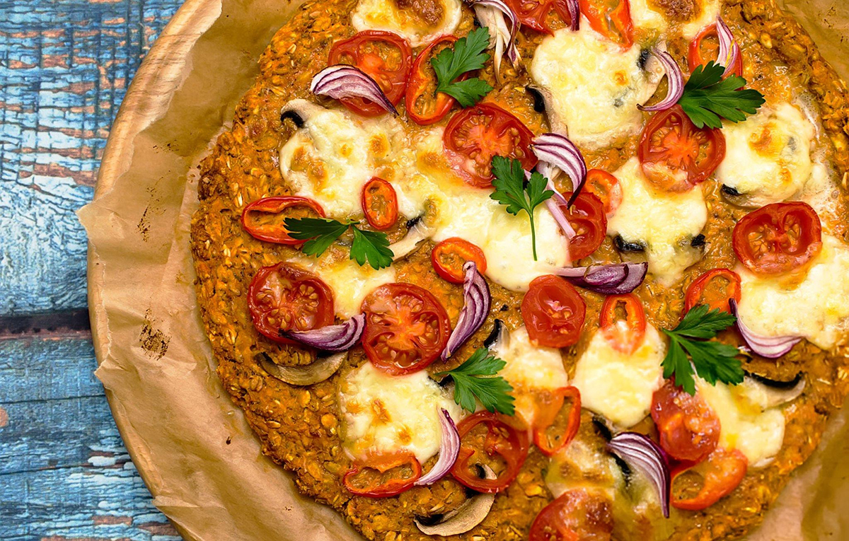 Weight Watchers Sweet Potato and Oak Pizza Crust with toppings