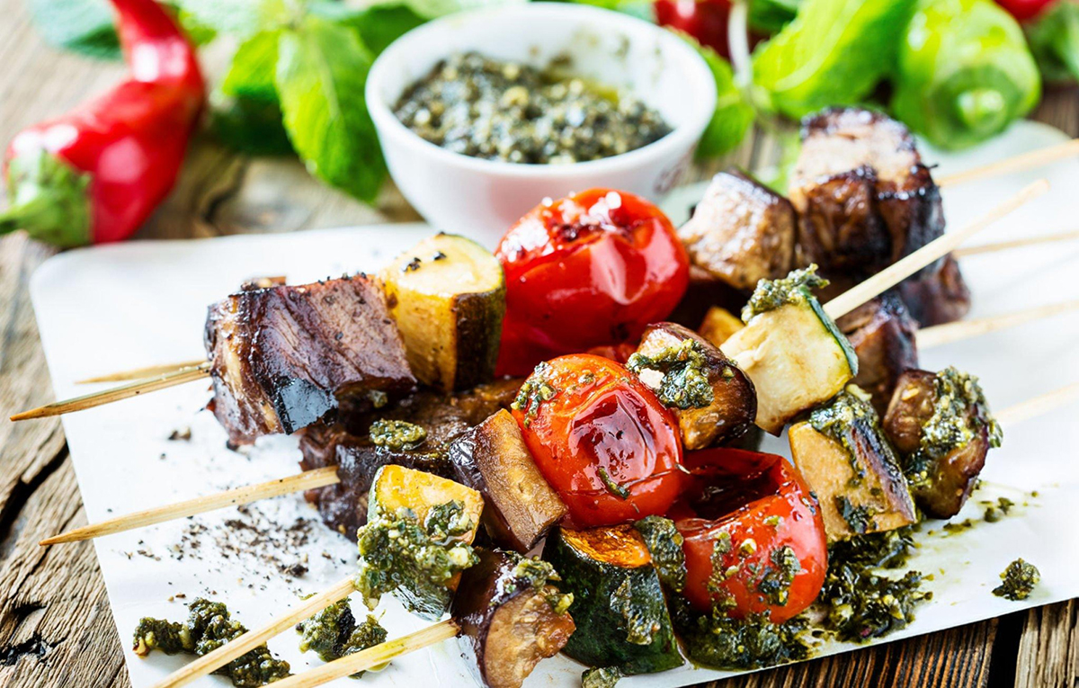 Grilled Vegetable Skewers with Chimichurri