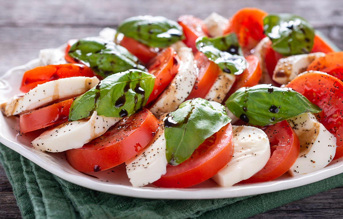 plated caprese salad