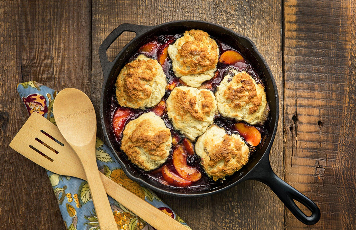 Grilled Peach and Blackberry Cobbler