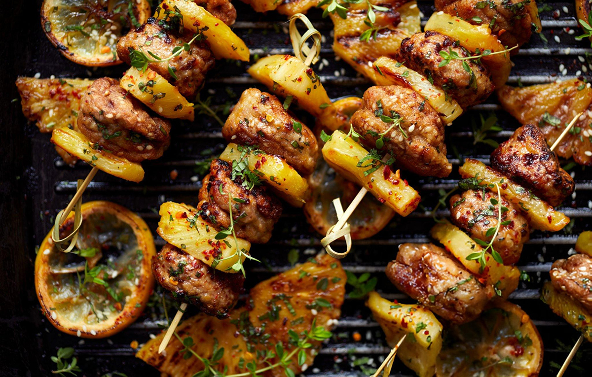 skewers with chicken and pineapple