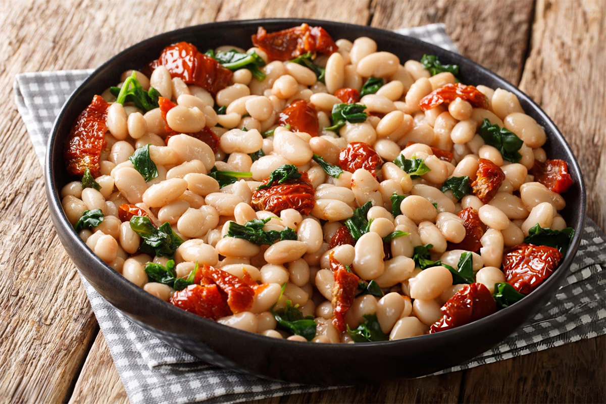 Spicy White Bean and Spinach Stew with Sun-Dried Tomatoes